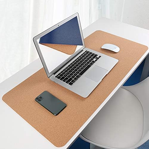 Ruby Lil Natural Cork & Leather Desk Writing Mat, Dual Use Desk Matt for Desktop,Multifunctional Office Desk Pad, PU Leather Mouse Pad,Grass,31"x 16"