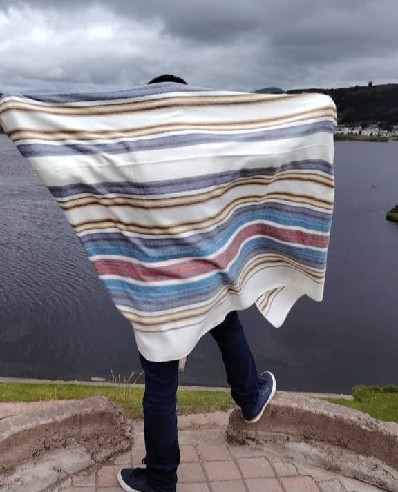 Alpaca Wool Throw Blanket, White and Colors, Throw (48" x 65") | Cozy, Ultra-Soft & Naturally Warm, Lightweight & Breathable, Non-Itchy, Perfect for Sofa, Bed or Travel