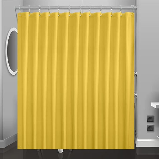 Yellow Cream Plastic Shower Curtain Or Liner, 72x72 Inch Lightweight Yellow Plastic Bathroom Shower Showroom Inner Curtain with Rustproof Metal Grommet Holes and Weighted Magnets