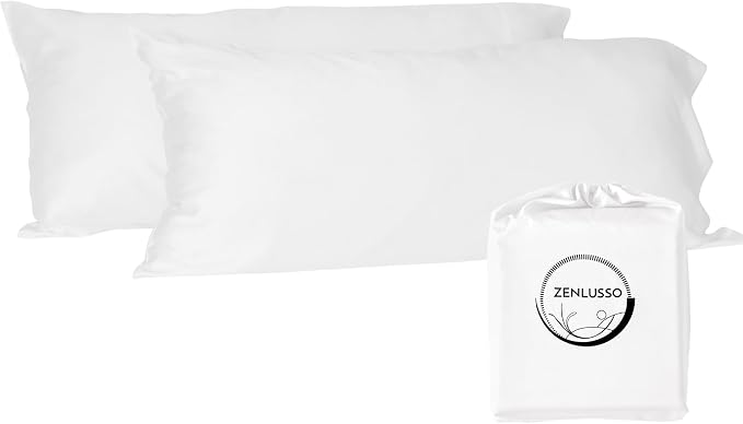 Pillowcases 100% Viscose Made from Bamboo Pillow Cases, Cooling, Luxuriously Soft, Envelope Closure, 300 Thread Count (White, King)