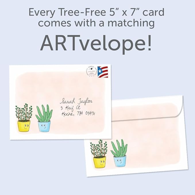 Tree-Free Greetings Thinking Of You Greeting Card,Eco Friendly,Made in USA,100% Recycled Paper,5"x7", Aloe Thyme (GT61279)