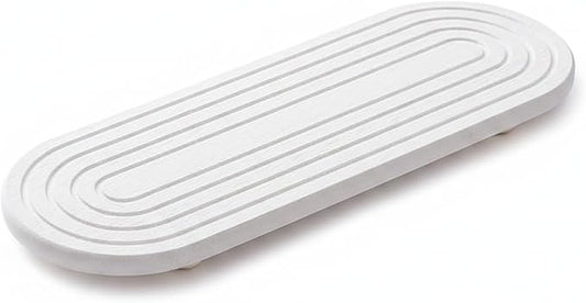 Diatomite Soap Dish with Wooden Stand, Absorbent Stone Tray for Bar Soap, Bathroom Sink Counter Organizer (1 PC)