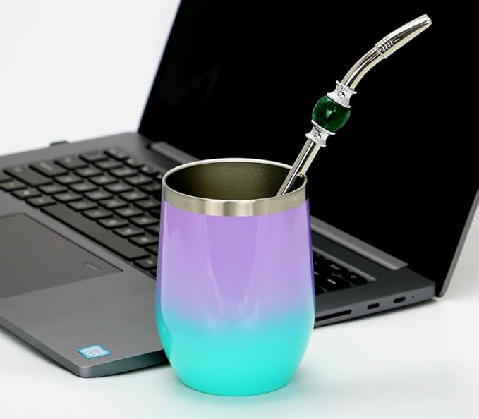 Premium Yerba Mate Straws - Reusable Stainless Steel Bombilla Straw with Colorful Beads - Set with Removable Head Filter (Green)