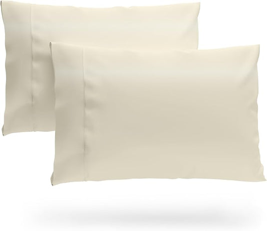 Cosy House Collection 100% Rayon Derived from Bamboo Pillowcase Set | Cooling, Breathable, Silky Soft 2-Piece Envelope Closure Pillow Case Cover Set (Standard/Queen, Cream)