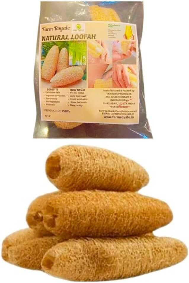 Organic Loofah Sponge 6 Pack – 100% Natural Body Scrubbers for Bath & Shower | Eco-Friendly, Biodegradable Exfoliating Sponges