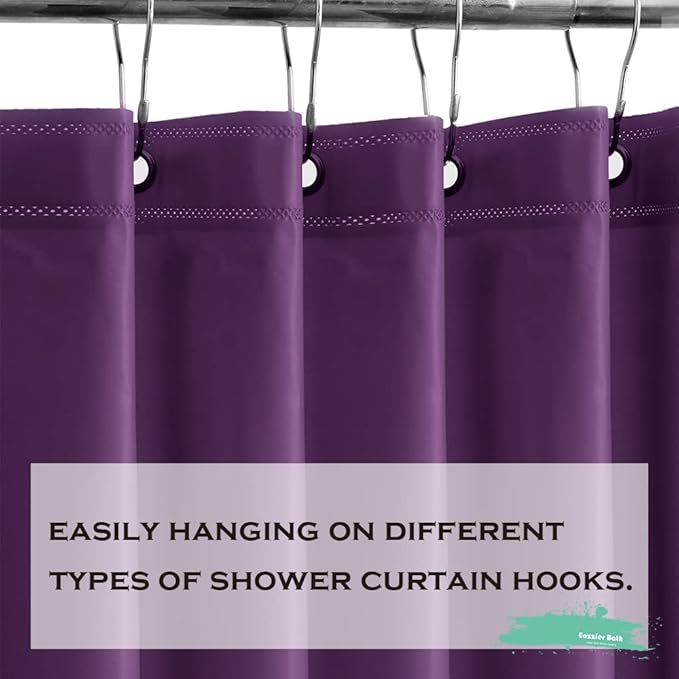 Purple Plastic Shower Curtain Or Liner, 72x72 Inch Lightweight Purple Cuctus Plastic Bathroom Shower Showroom Inner Curtain with Rustproof Metal Grommet Holes and Weighted Magnets