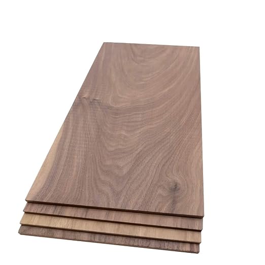 Walnut Hardwood Planks - Walnut Wood for Unfinished Wood Crafts - 1/4’’ (6mm) 100% Pure Hardwood - Laser Engraving Blanks - Solid Hardwood Planks for Crafts (1/4″ x 6 1/2″ x 15″, 4)