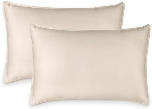 King Pillowcases by Pure Bamboo, Genuine 100% Organic Viscose Derived from Bamboo, Luxuriously Soft & Cooling, Double Stitching, Envelope Closure (2 King Pillowcases, Creme)