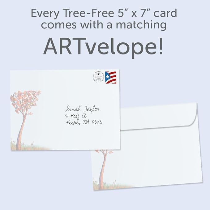 Tree-Free Greetings - Just Because Cards - Artful Designs - 1 Card + Matching Envelope - Made in USA - 100% Recycled Paper - 5"x7" - Halfway There (GO61545)