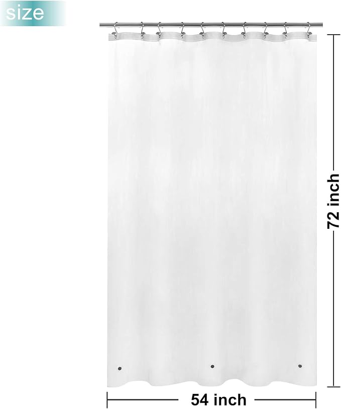 Mrs Awesome Stall Shower Curtain Liner with 3 Magnets 54 x 72 inch, PEVA 8G Thick & Heavy Duty Plastic Shower Curtain for Bathroom, Waterproof, 54x72, Frost