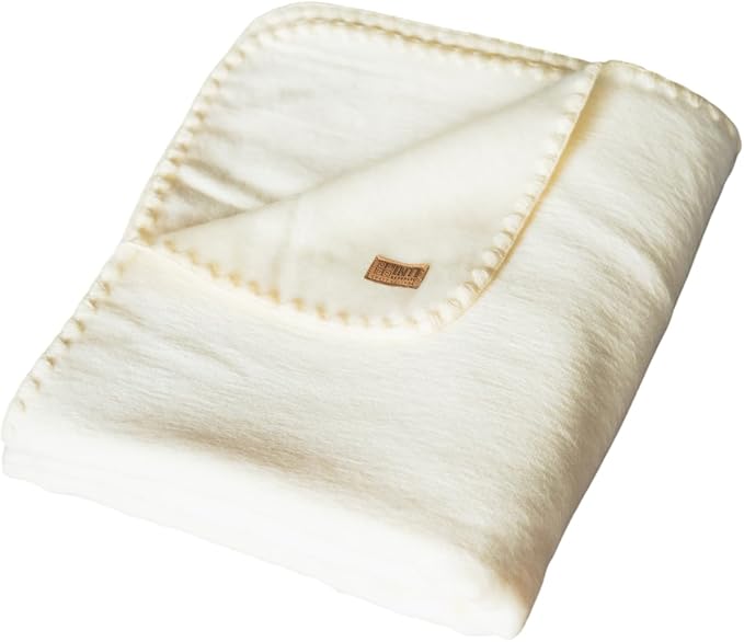 Alpaca Wool Throw Blanket | Ultra Soft, Lightweight, Warm, Breathable, Non-Itchy | Classic, Elegant-Minimalist Design for Bed, Couch, Travel, or Gift | 90" L x 64" W (Cream White)