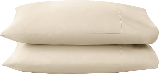 100% Organic Cotton Pillow Cases Queen Size Set of 2-100% Cotton Pillowcases GOTS Certified 300 Thread Count - Naturally Cooling Comfortable Breathable & Soft Pillow Cases (Dune, Queen)