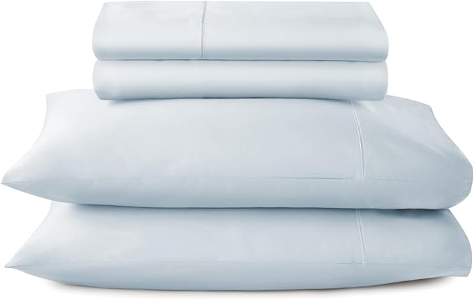 100% Organic Cotton Sheets Full Size - GOTS Certified Organic Bed Sheets with Deep Pocket 500 Thread Count and Cozy Sateen Weave Gets Softer with Each Wash - Luxury 4 Piece Set (Powder, Full)