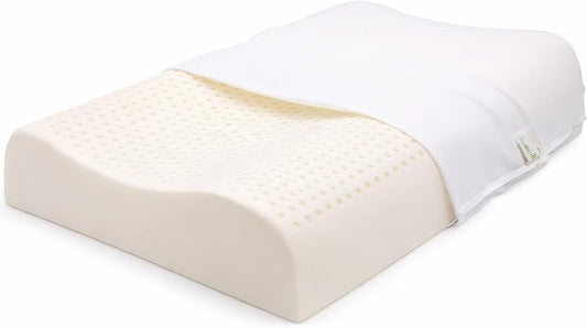 ORGANIC TEXTILES Organic Latex Contour Pillow with Organic Cotton Cover - GOTS & GOLS Certified, Ergonomic Contour Design, Bed Pillow, Spine Support - (Low Loft, Soft) - Pack of 2