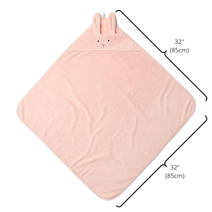 Hooded Baby Towels – 100% Organic Cotton Baby Bath Towels – Baby Boy and Baby Girl Newborn Essentials - Super-Soft and Absorbent. (2-Pack Rabbit Blush and Bear Baby Blue)