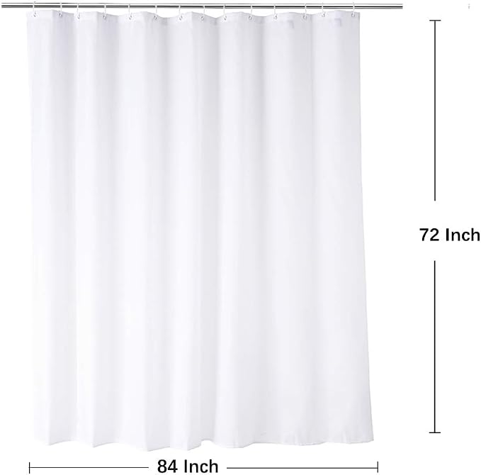 Extra Wide Shower Curtain Liner 84 x 72 Inch, Fabric Shower Curtain Liner for Bathroom Curtain, Hotel Quality, Water Repellent, White