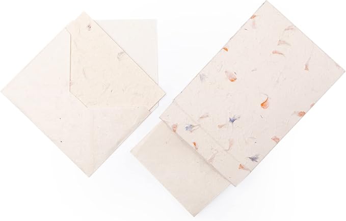 HIMALAYAN BAZAAR Lokta Paper Greeting Cards and Envelope Set - Ecofriendly Stationary Blank Note Cards | All Occasion Greeting Cards | Handmade in Nepal