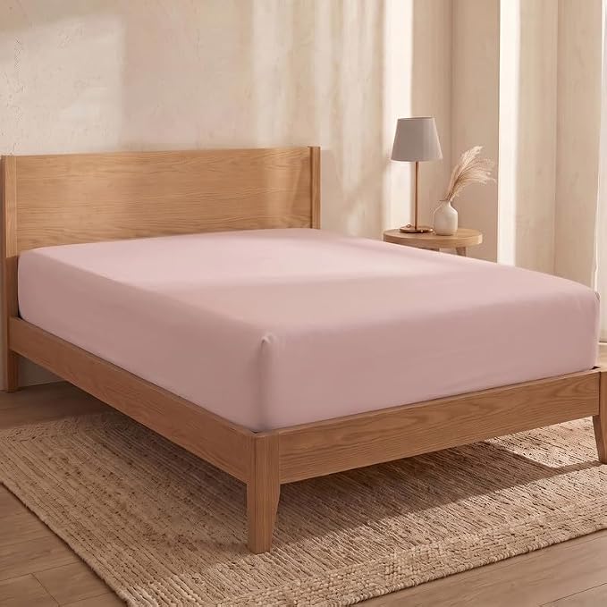 Bioweaves 100% Organic Cotton 1 Full Size Fitted Sheet Only | 300 Thread Count Sateen Weave GOTS Certified with Deep Pocket - Dusty Rose