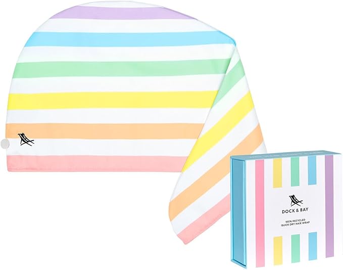 Dock & Bay Turban Hair Towel - for Home & the Beach - Super Absorbent, Quick Dry - Summer - Unicorn Waves, One Size