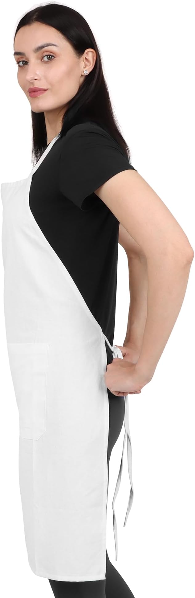 2 pack Cotton Kitchen Apron, White, 33 Inches Long, 2 Pockets, Adjustable, Machine Washable