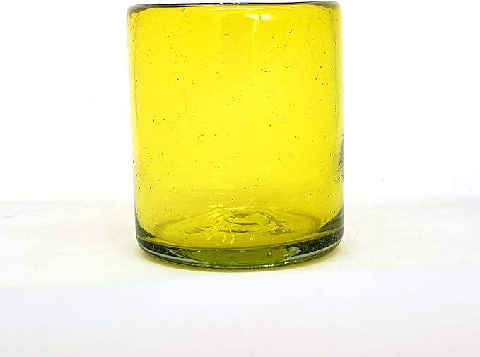 Solid Yellow 9 oz Short Tumblers (set of 6), Recycled Glass, Lead-free, Toxin-Free (9oz Tumbler)