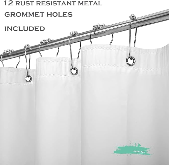 White Plastic Shower Curtain Liner, 72x72 Inch Thin Lightweight Plastic Bathroom Shower Showroom Inner Curtain with Rustproof Metal Grommet Holes and Weighted Magnets