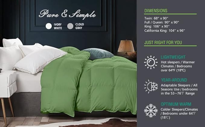 9.8 NEWTON Eco Friendly Oversized King Comforter 120x132 Down Alternative for All Season,Moss Quilted Duvet Insert with All Side Corner Tabs Microfiber Silicon Mix 700+ Fill Power Comforter