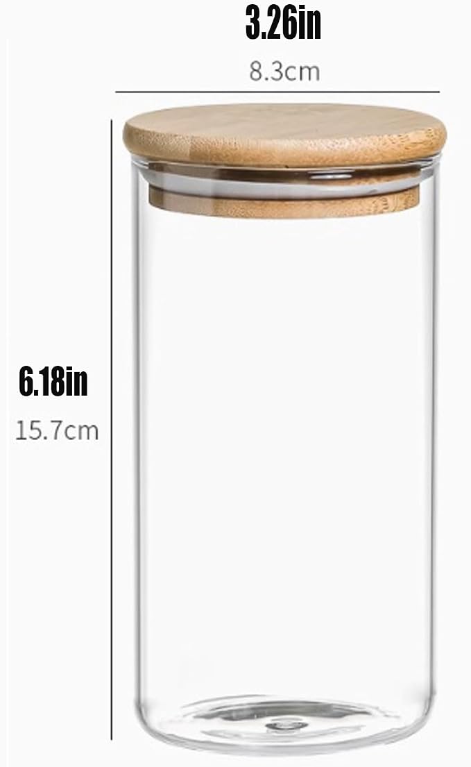 36OZ Glass Storage Jars Kitchen Canister Set | 6 pack airtight sealed glass containers ideal With Bamboo Airtight Lids for storing coffee sugar tea candy