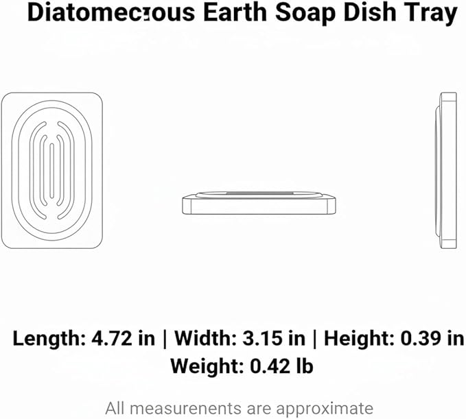 Diatomaceous Earth Soap Dish Tray, Stone Tray for Bathroom Sink Counter, 4.7 x 3.1 Inch (1 PC)