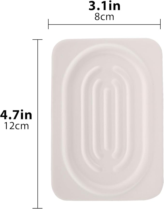 Diatomite Double Sided Soap Dish Saver Tray for Bathroom, Quick Water Absorbing Holder for Sink, Bathtub, Vanity (Gray)