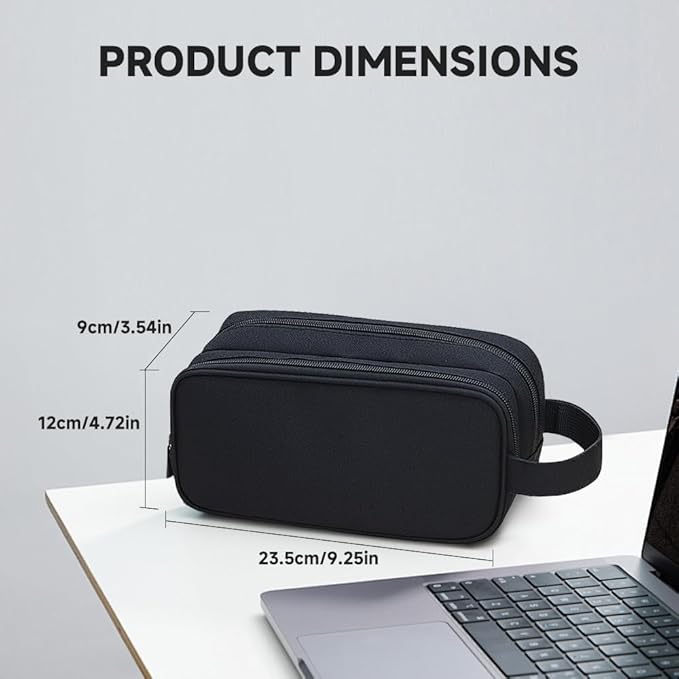 Teskyer Cable Organizer Bag, Travel Electronics Accessories Organiser, Protable Tech Pouch for Phone Chargers, Cables, Flash Drive, Power Bank, Hard Drive, Black, 23.5 x 12 x 9 cm, Double-Layer Cable