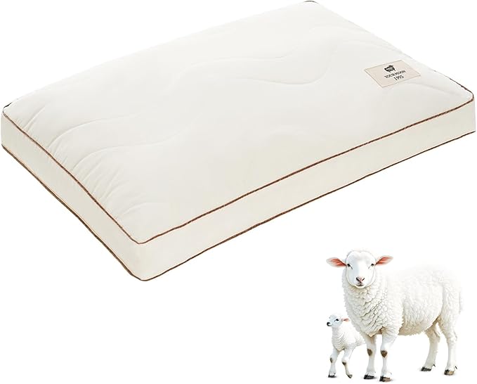 YOUR MOON Natural Soft Wool Pillow King Size, Support Soft Bed Pillows for Sleeping, Premium Australian Wool Filling with 100% Cotton Cover, Down Alternative Pillows (Off White)
