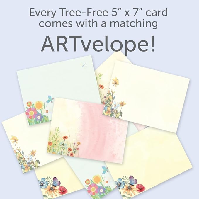 Tree-Free Greetings - Birthday Cards - Artful Designs - 8 Assorted Cards + Matching Envelopes - Made in USA - 100% Recycled Paper - 5 x 7 - Summer Days (GA60284)