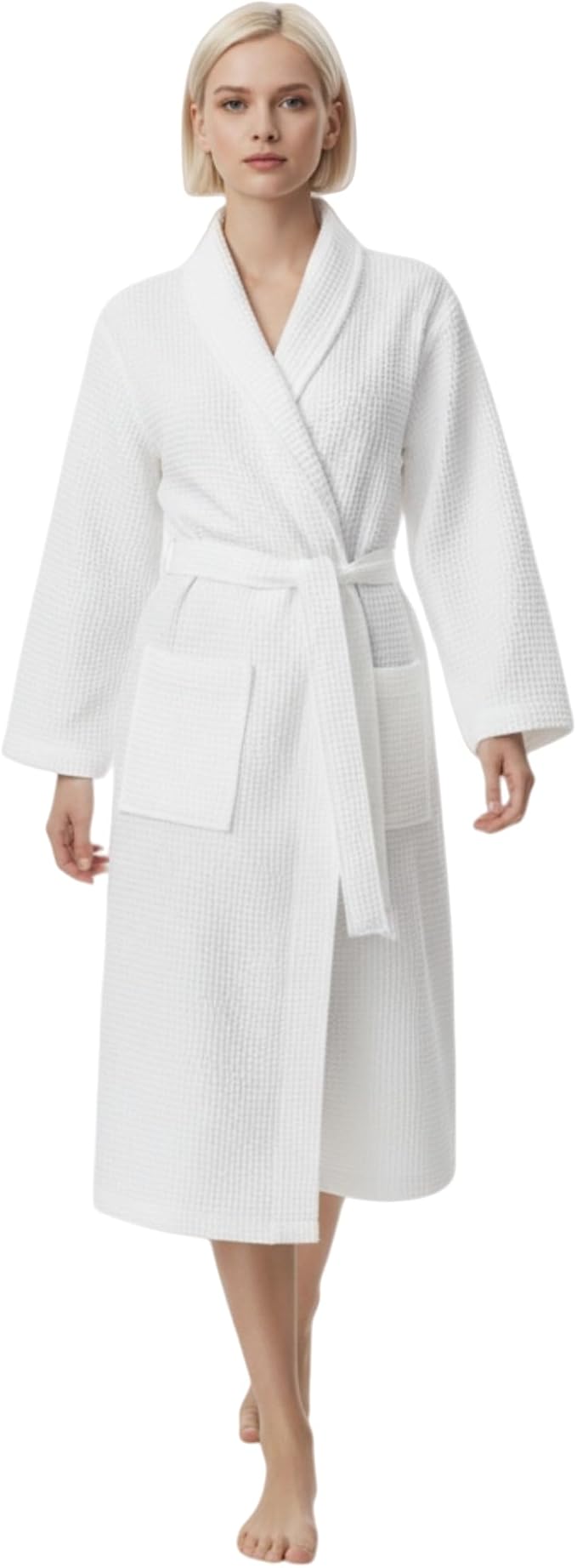 Women's Turkish Waffle Robe, Lightweight Cotton Long Bathrobe for Women