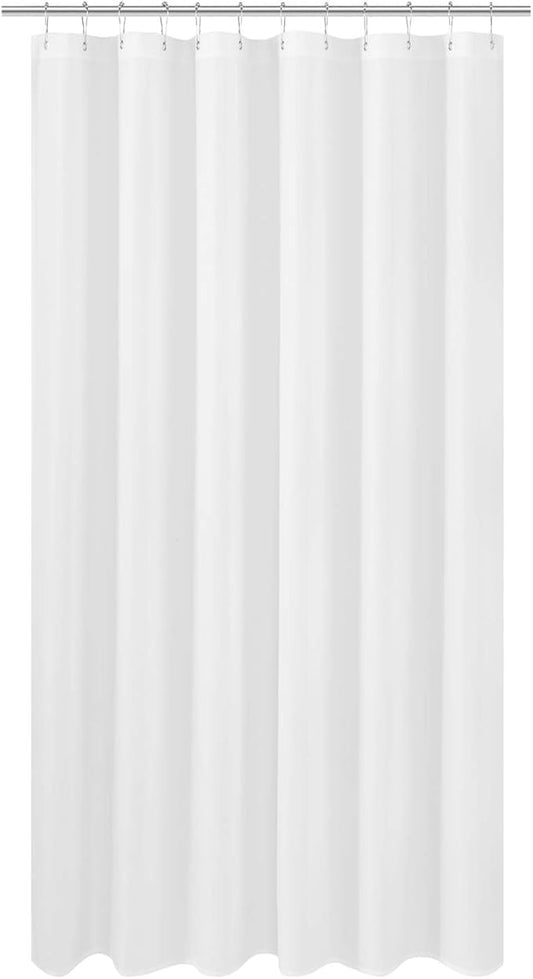 N&Y HOME Extra Long Fabric Shower Curtain or Liner 72 x 92 inch, Hotel Quality, Washable, White Bathroom Curtains with Grommets, 72x92