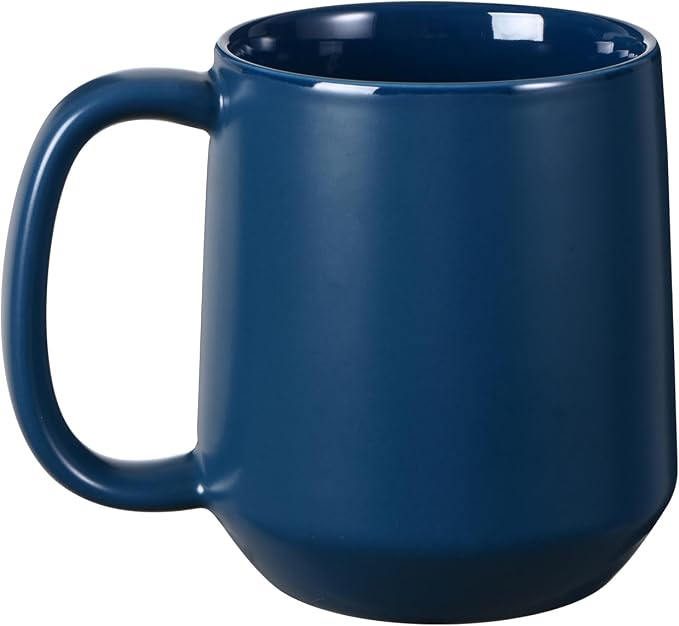 Miicol Ceramic Coffee Mug, 16 oz Large Coffee Cup, Tea Mug with Handle, Flat Bottom Mug for Men, Women, Office, Microwave and Dishwasher Safe, Multi-Color, Navy
