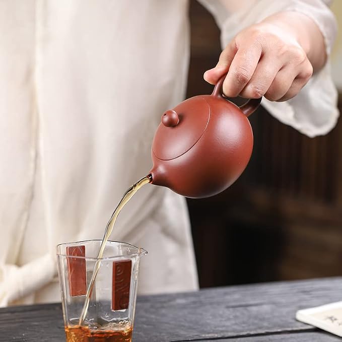 Fine Yixing Clay Teapot,Chinese Genuine Handmade Zisha Tea Pot 7.8 Oz with Filter,Infuse Brew Kungfu Tea Maker