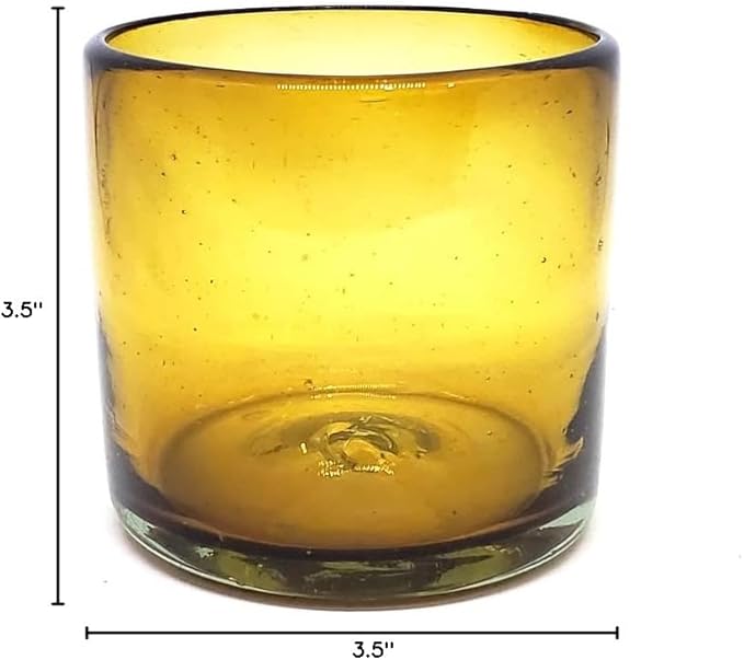 Solid Amber 12 oz Large DOF Glasses (set of 6), Recycled Glass, Lead-free, Toxin-Free (12oz Large DOF)
