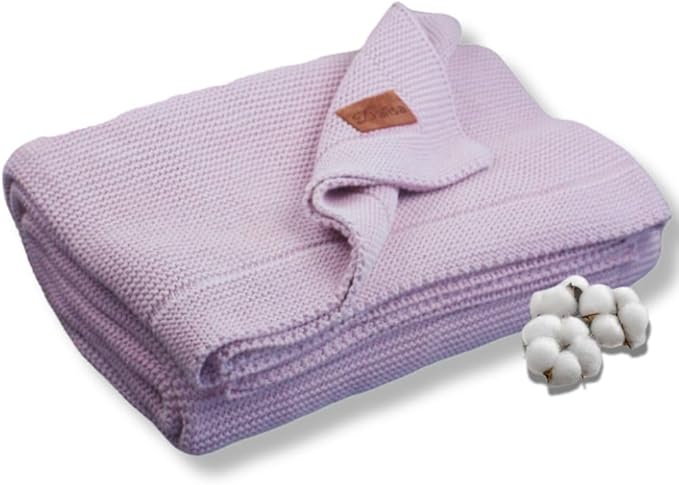 Dalisa 100% Organic Turkish Cotton Throw Blanket Harbor Mist– GOTS Certified, Cozy, with Reusable Cotton Gift Bag – Perfect for Couch, Bed, and Home Decor – Boho Vintage Knit Alina