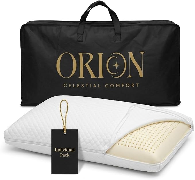 ORION - Talalay Latex King Size Pillow - Luxury Sleep with Premium Latex Support, No Vacuum Packing, Premium Box & L-Shaped Easy-Open Cover with Lavender Scent - King Pillow - 31.50 x 15.7 x 6.9 in