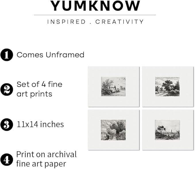 Tree Drawing Neutral Wall Picture Poster Print | 11x14 Boho French Country Aesthetic Botanical Set | Vintage Farmhouse Wall Art | Woodland Minimalist Black White Room Decor | Kitchen Bathroom Bedroom