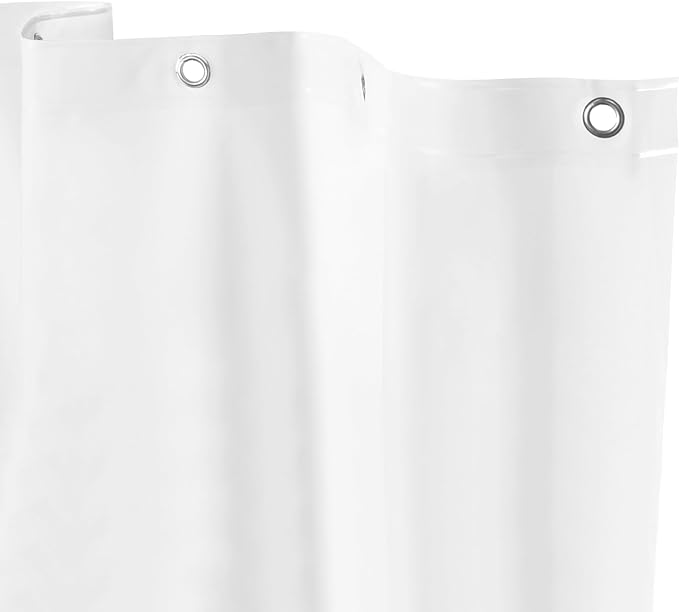 Kenney - Microban PEVA Shower Curtain Liner, Waterproof Medium-Weight 4.8 Gauge Design with Rust-Resistant Metal Grommets and Weighted Magnetic Hem, 70" x 72", White