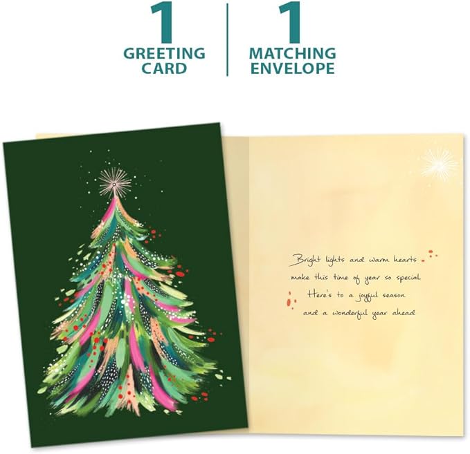 Tree-Free Greetings - Season's Greeting Card - Artful Designs - 1 Card + Matching Envelopes - Made in USA - 100% Recycled Paper - 5 x 7 - Artful Tree (VO80702)