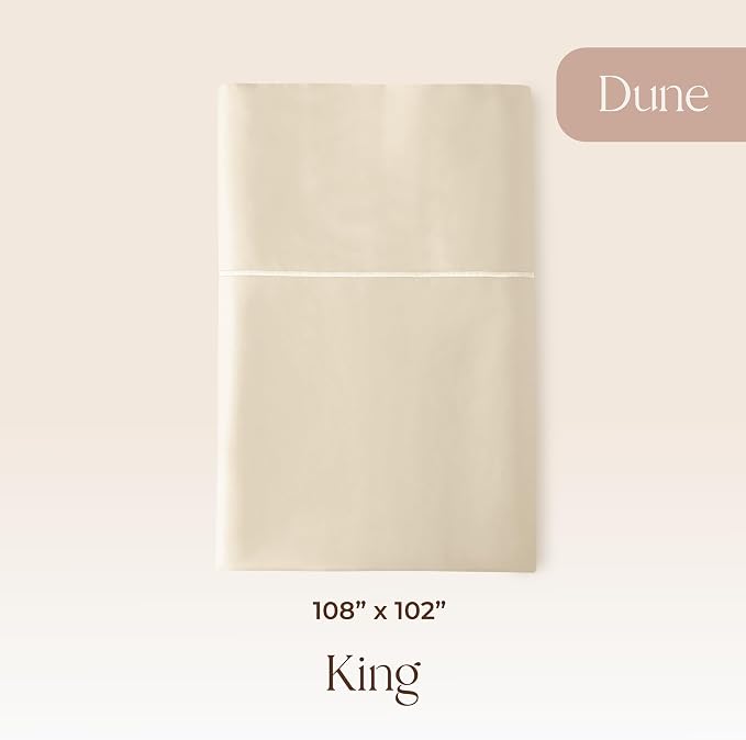 Certified Organic King Flat Sheet Only - 100% Organic Cotton Top Sheet with Luxurious Soft and Breathable 300 Thread Count Sateen Weave Finish - GOTS & Fairtrade Certified (Dune, King)