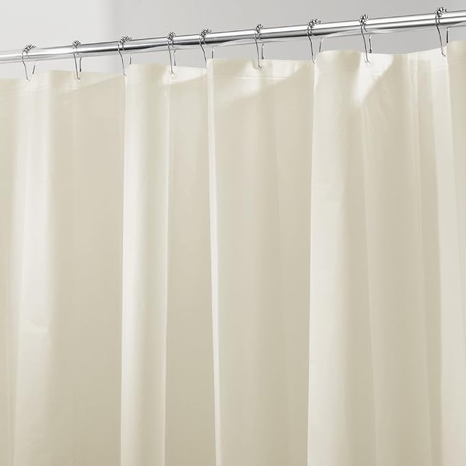 iDesign PEVA Shower Curtain Liner, Plastic Shower Curtain for use Alone or With Fabric Curtain - Sand
