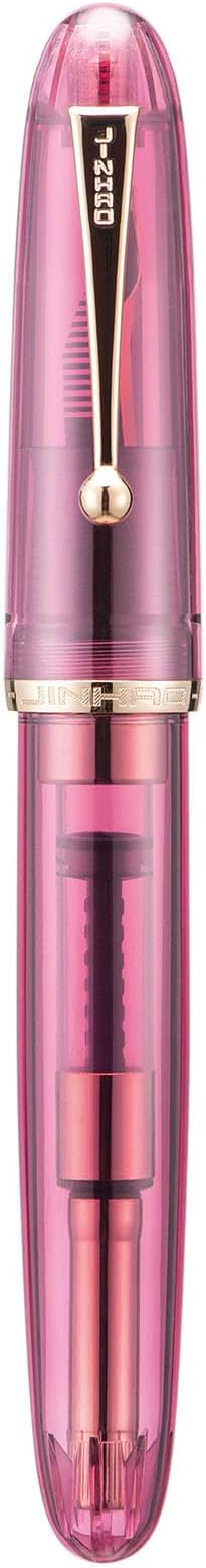 Jinhao 9019 DaDao Series Fountain Pen, Size 8 Fine Nib with Large Ink Converter, Transparent Wine Red Acrylic Design Smooth Writing Pen (Gold Trim)