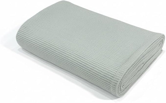 Waffle Bath Towel, 30.5x58 INCHES, 100% Natural Organic Cotton, GOTS Certified Super ABSORBANT & Quick Dry, NO SOFTENERS, Environment Friendly (Blue Mist)