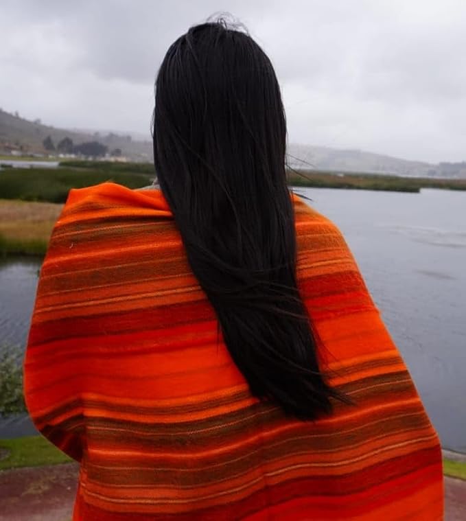 Alpaca Wool Throw Blanket, Orange, 65" x 48" | Ultra-Soft, Warm & Breathable, Hypoallergenic, Non-Itchy, Lightweight