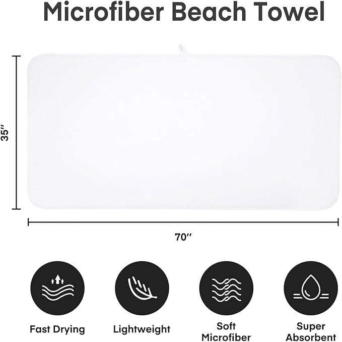 JML Bath Sheet Towel Set, 2 Pack, 35"x70", Large Bath Towels for Adult - Microfiber Fleece - Super Soft, Absorbent, Oversized, Lint-Free for Hotel,Yoga, Sauna, SPA, Hair Wrap, White