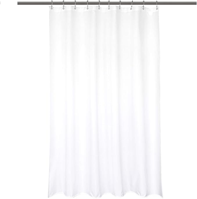 Barossa Design Waterproof Fabric Stall Shower Curtain Liner Microfiber 54" W x 72" H - Hotel Quality, Machine Washable, White Shower Liner for Bath Tub, 54x72